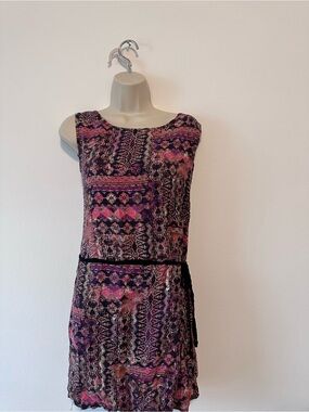 Promod Pink & Black Printed Mini Dress